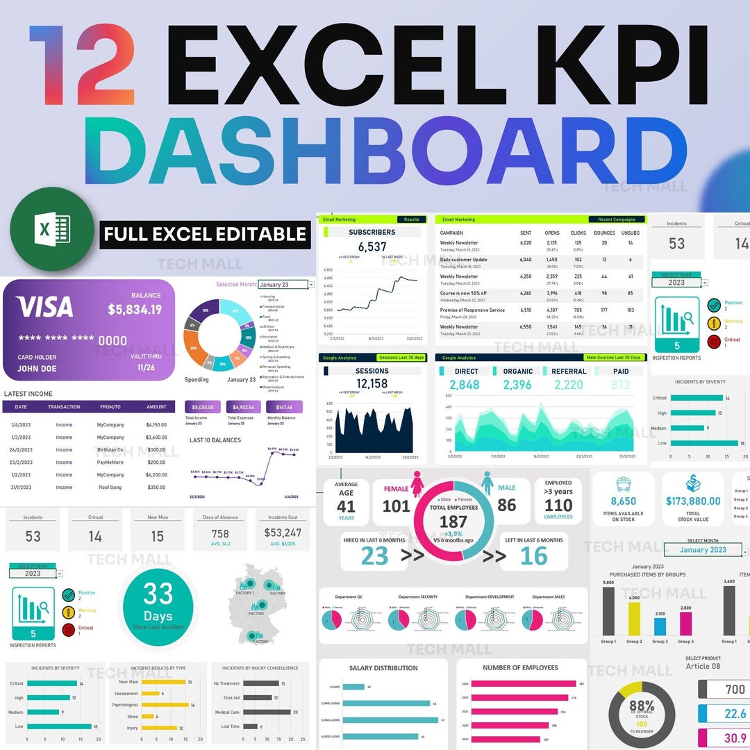 Structure d’un tableau de bord Excel de suivi KPI avec onglets et sections dédiées