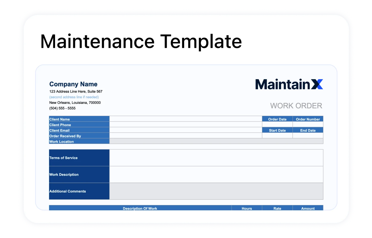 Tableau de bord maintenance avec graphiques d’évolution des KPI GMAO sur Excel