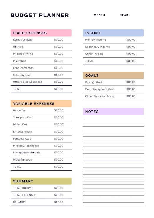 Gestion d’un budget personnel avec tableau de suivi financier et épargne