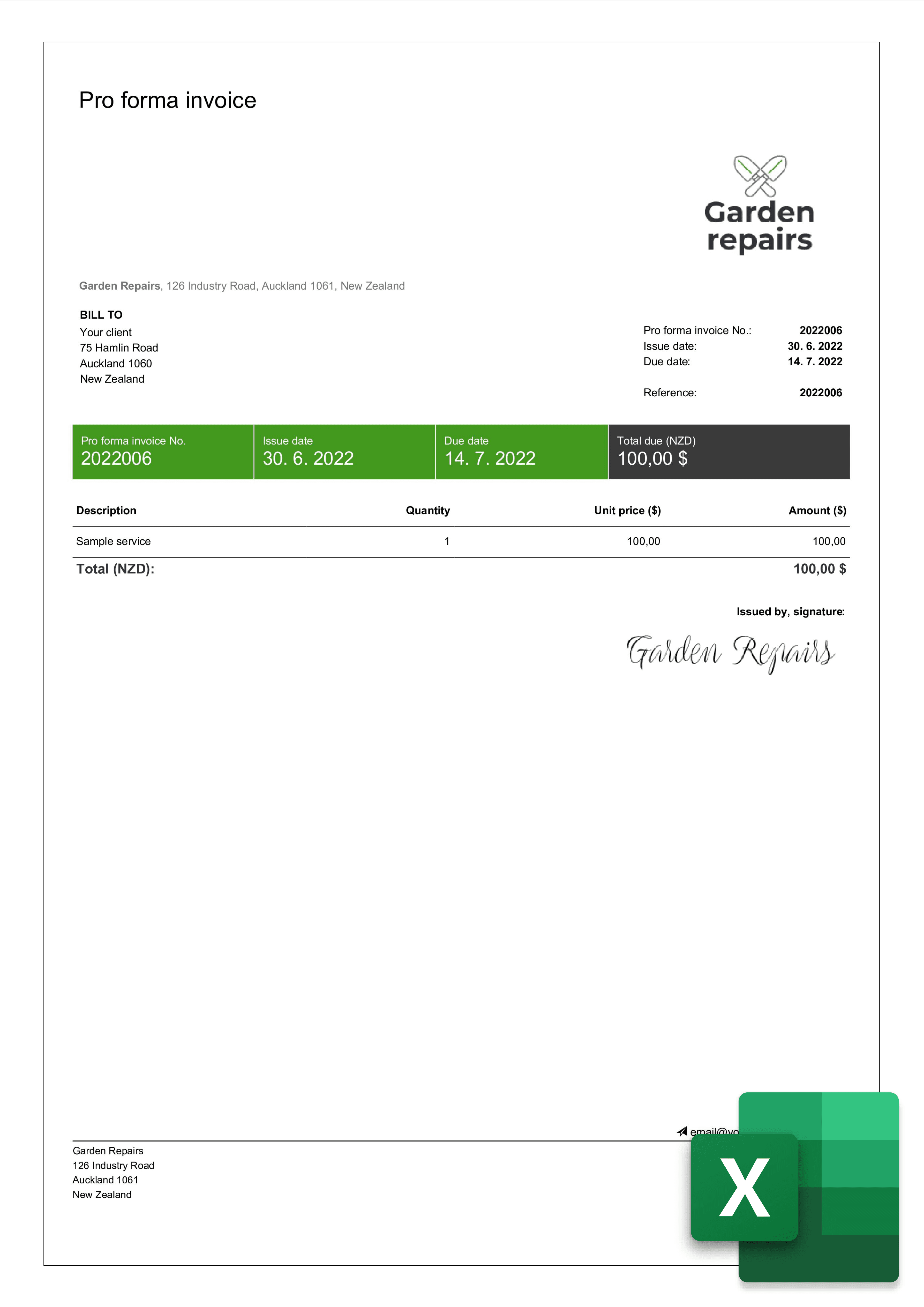 Exemple de personnalisation de modèle Excel facturation avec logo et couleurs d'entreprise
