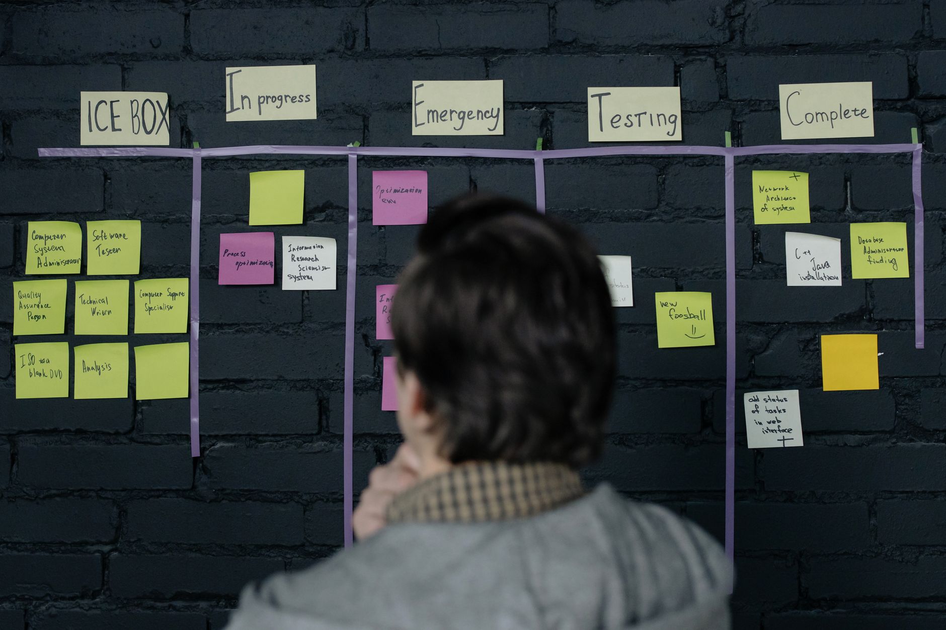 Tableau Scrum digitalisé pour planning de sprint agile